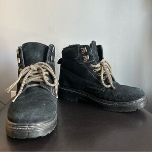 Weather Spirit Black Suede Lace-Up Thinsulate Insulated Ankle Boots